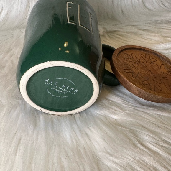 Rae Dunn Green Elf Mug with Wooden Lid/Coaster - Picture 3 of 3